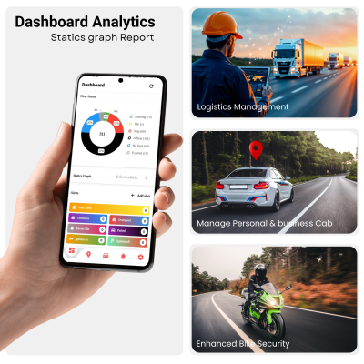 GPS Tracker for Bike, Car, Scotty, Truck, Bus Electric Vehicles GPS Device Real-Time Tracking with ignition, Overspeed, Geo-fence, Parking Alerts)